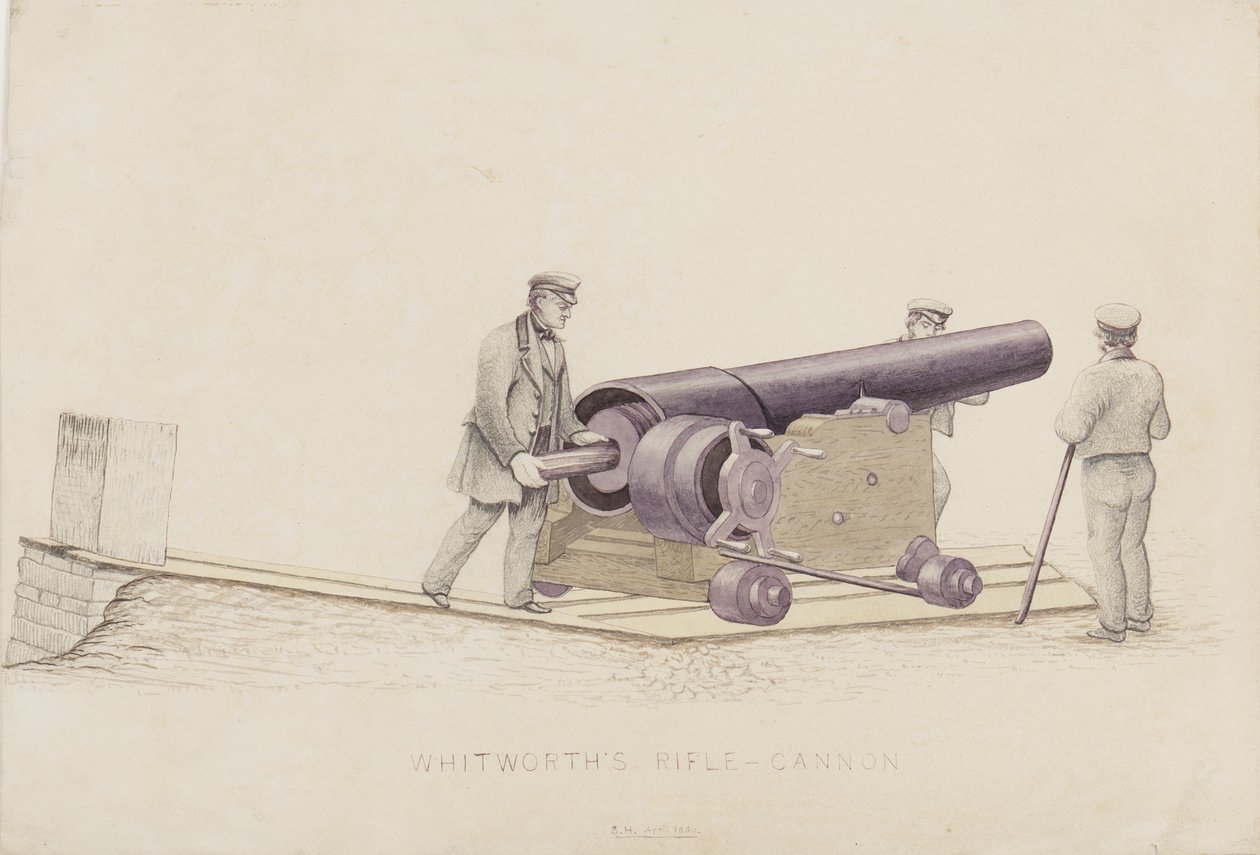 Whitworths Rifle-Cannon, ca 1860 (penna & wc på papper) av Unbekannt Unbekannt