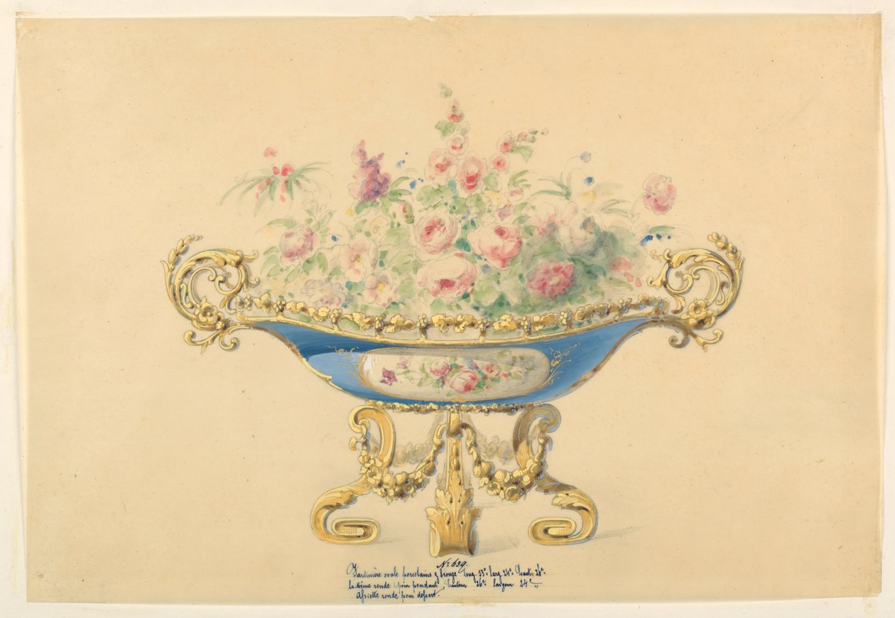 Ritning, design för en Jardiniere, ca. 1855 av Unknown