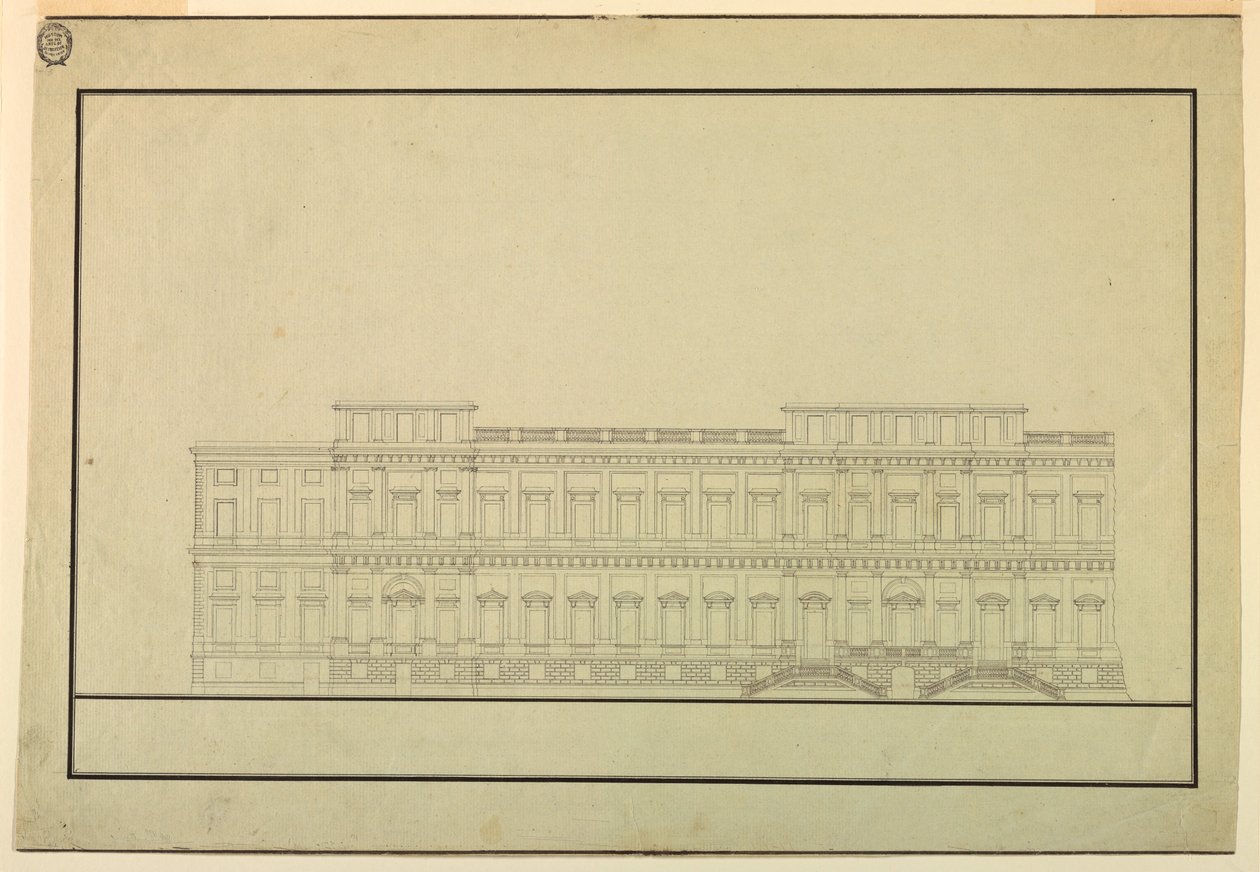 Ritning, design för höjden av en offentlig byggnad, slutet av 1700 -talet av Unknown