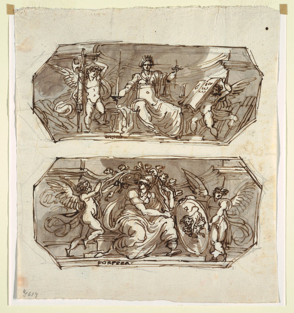 Teckning, Rättvisa och styrka i två oktagoner, 1812 av Unknown