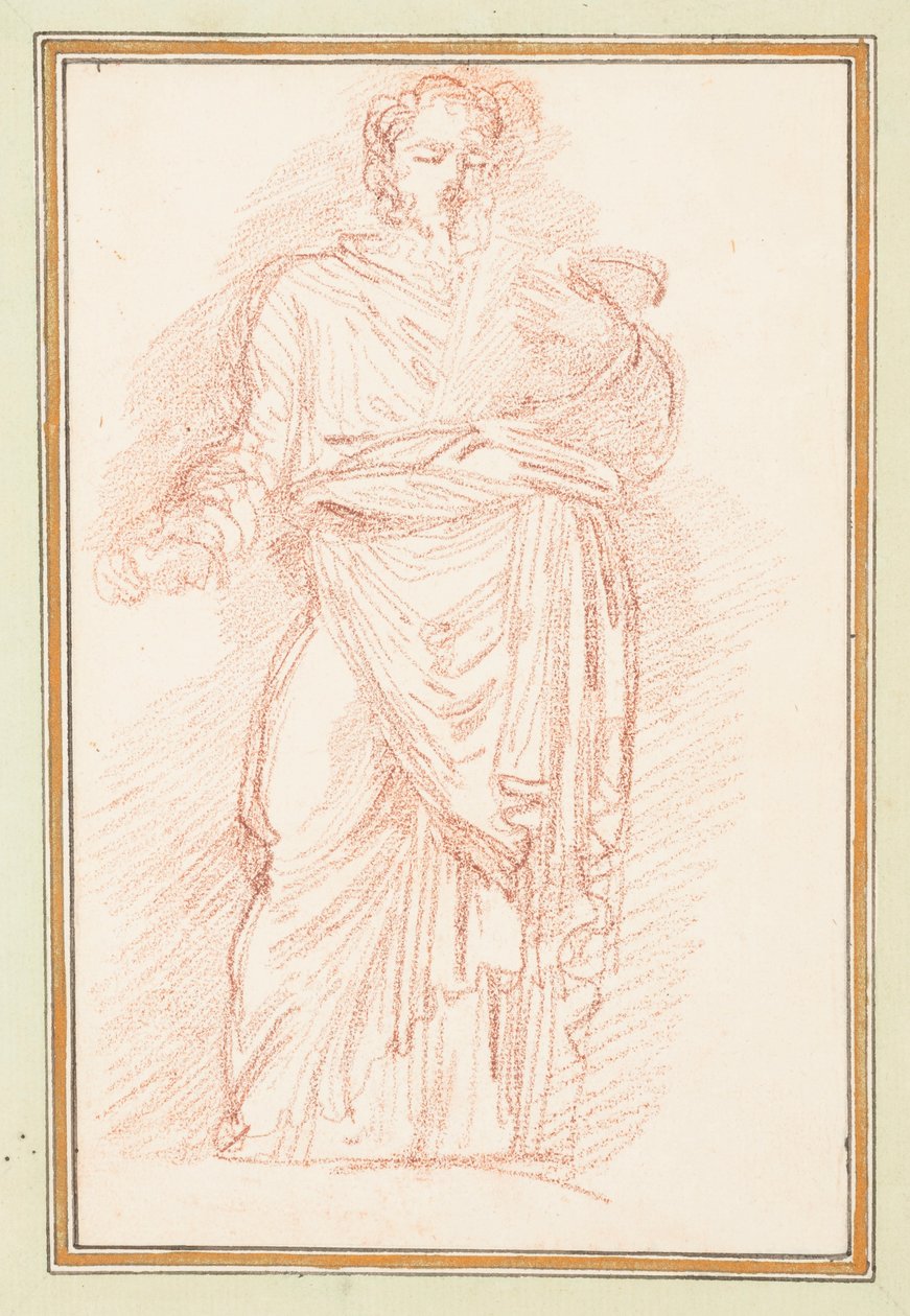 Ritning, Robed figur med slips runt midjan, ca. 1759–70 av Unknown