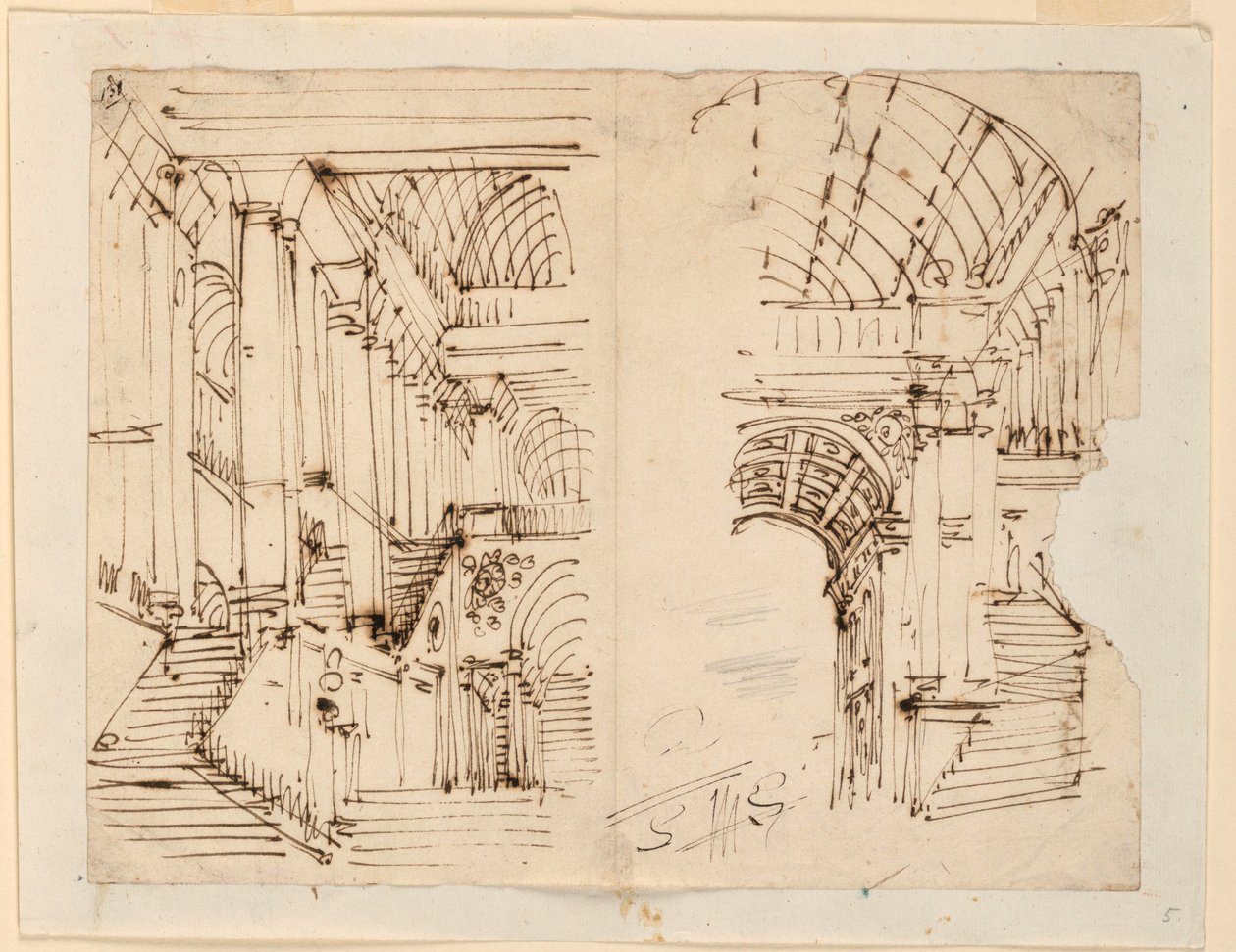 Ritning, scendesign, trappor, tidigt 1800 -tal av Unknown