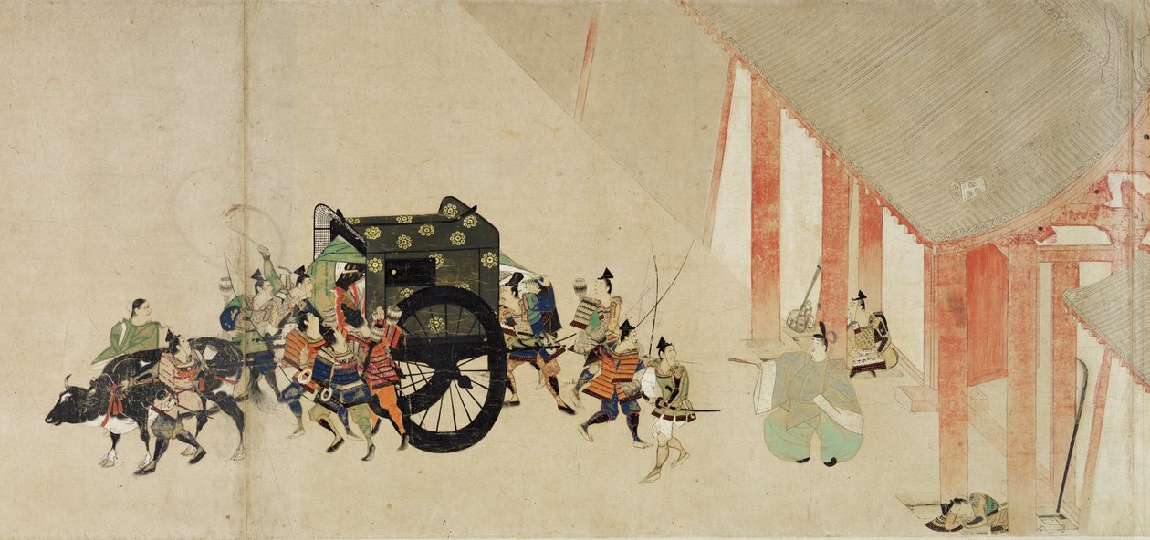 Emperor_Nijo escaping from the Imperial Palace to the Rokuhara mansion av Unknown
