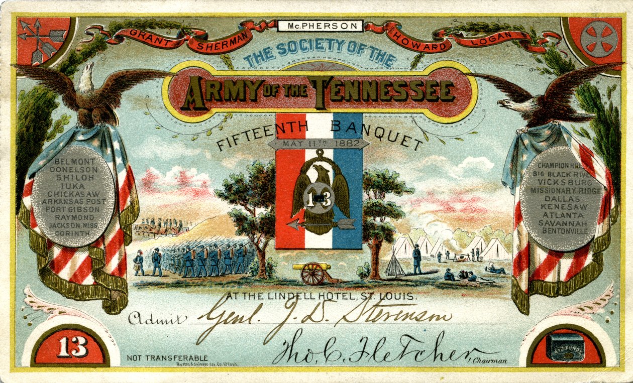 Ticket to admit General John D. Stevenson av Unknown