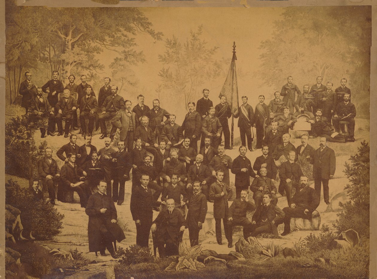 Oberursel Gesellenverein 1881 Panoramafoto med överpastor Wilhelm Tripp av Unknown