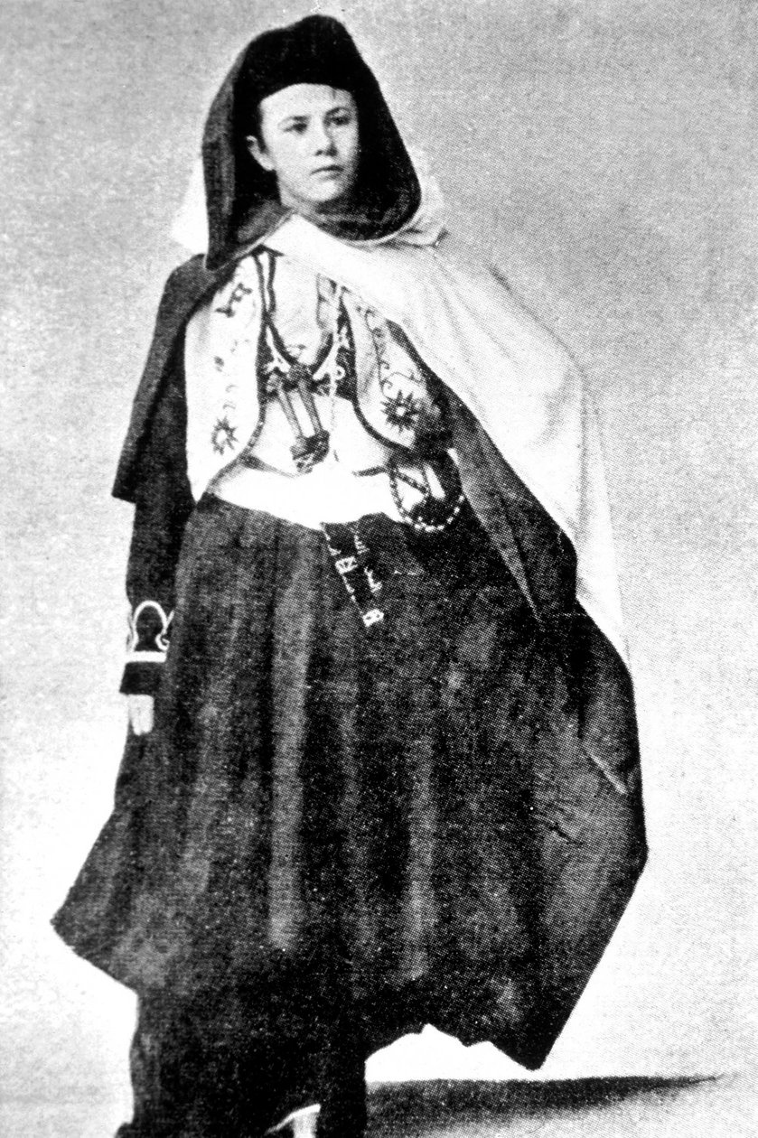Den schweiziska upptäcktsresanden Isabelle Eberhardt i arabisk kostym, ca 1897 av Unknown