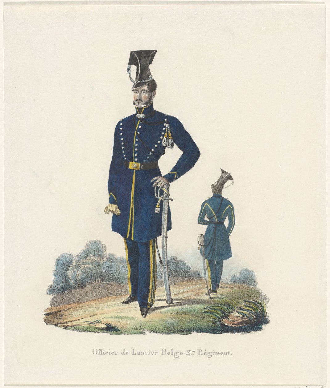 Belgisk rem, 1830 Officer för belgiska Lancer 2:a regementet (titel på objektet) av Unknown