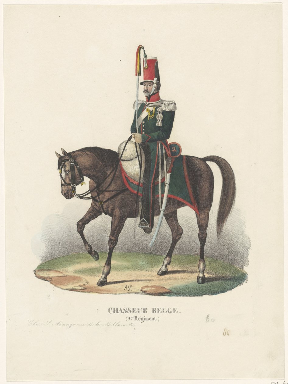 Belgisk frivillig jägare, 1830 Chasseur Belge (2.me Regiment) (titel på objekt) av Unknown