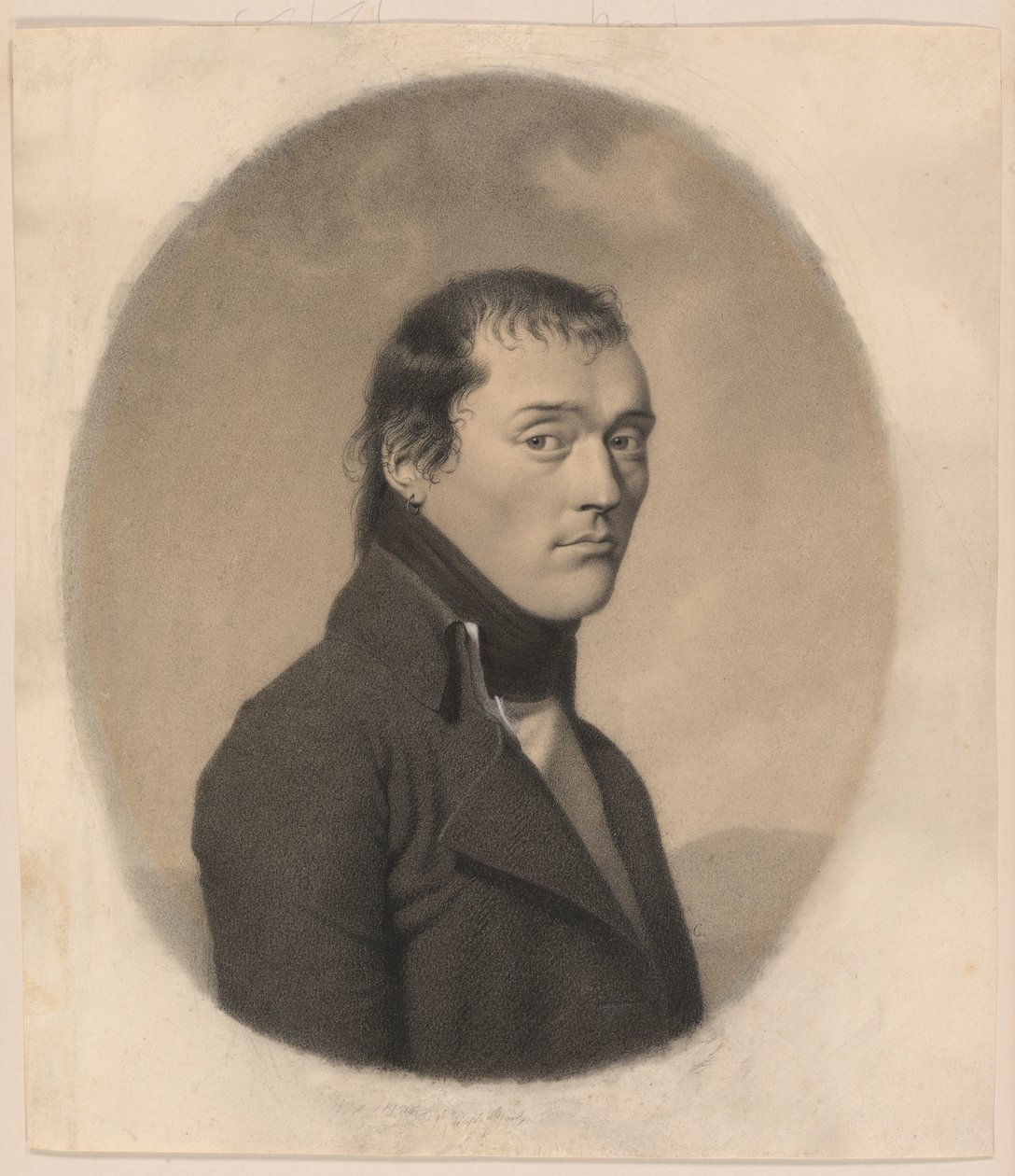 Byst av en ung man i profil med ett örhänge av Unknown