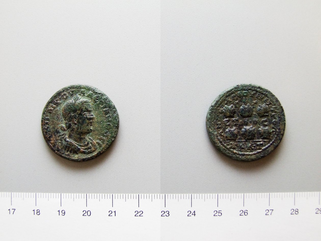 Mynt av Valerianus, Roms kejsare; Gallienus, Roms kejsare från Anazarbus av Unknown