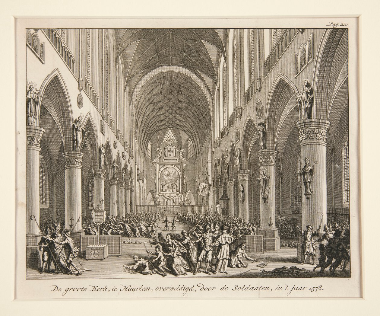 Den stora kyrkan i Haarlem, överväldigad av soldaterna, in av Unknown