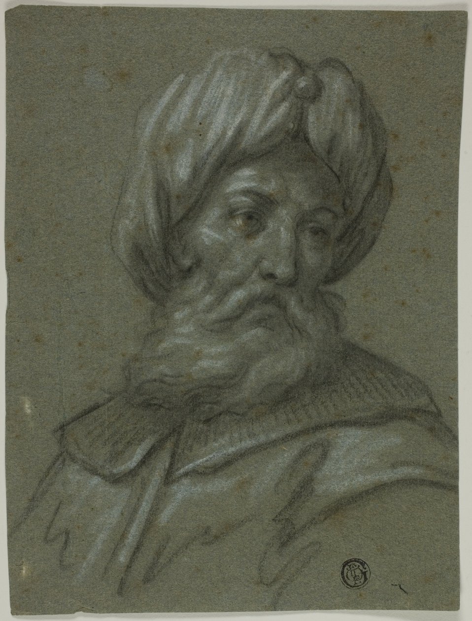 Chef för en gammal man med turban och skägg av Unknown