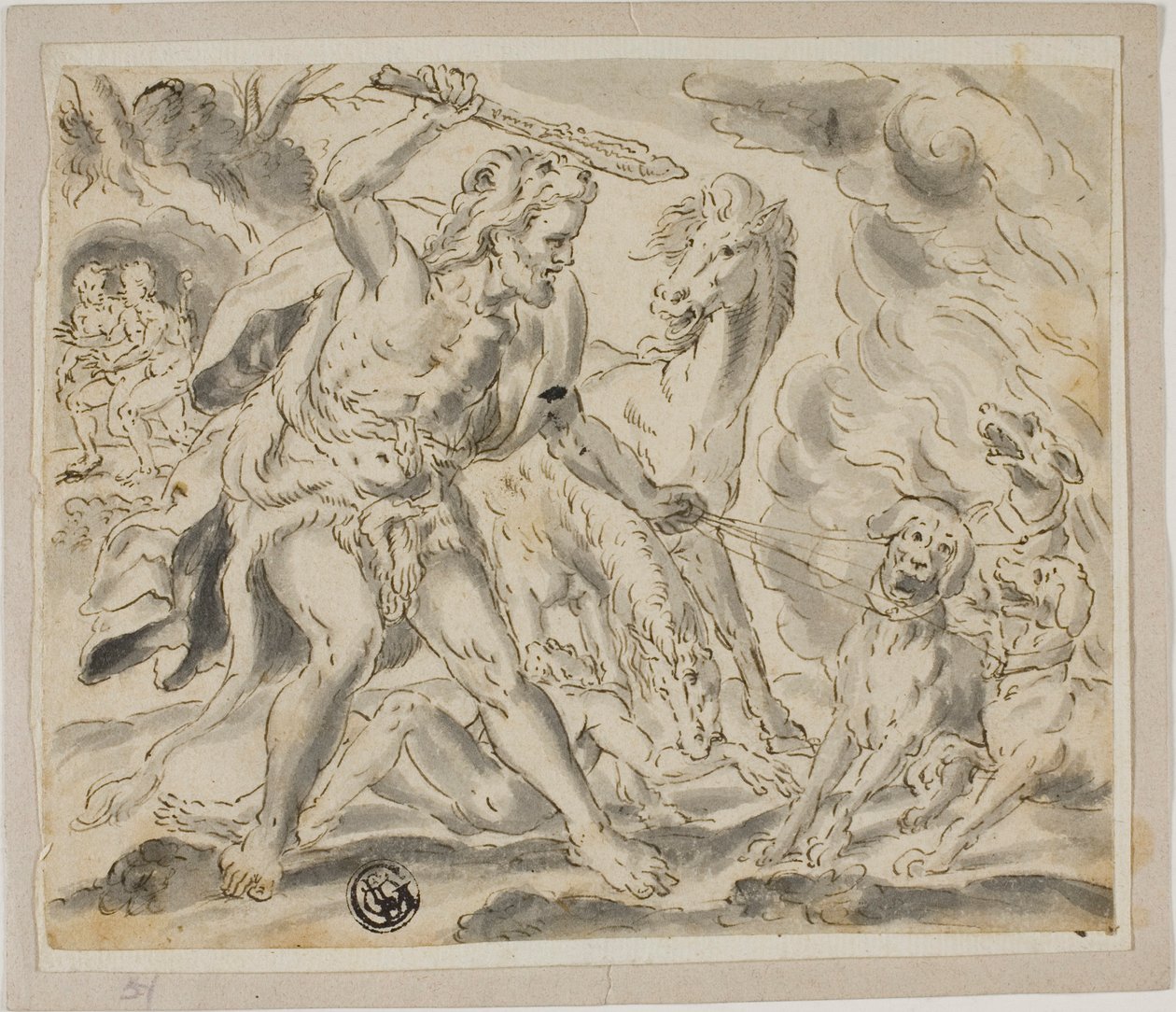 Herkules, Cerberus och ston från Diomedes av Unknown