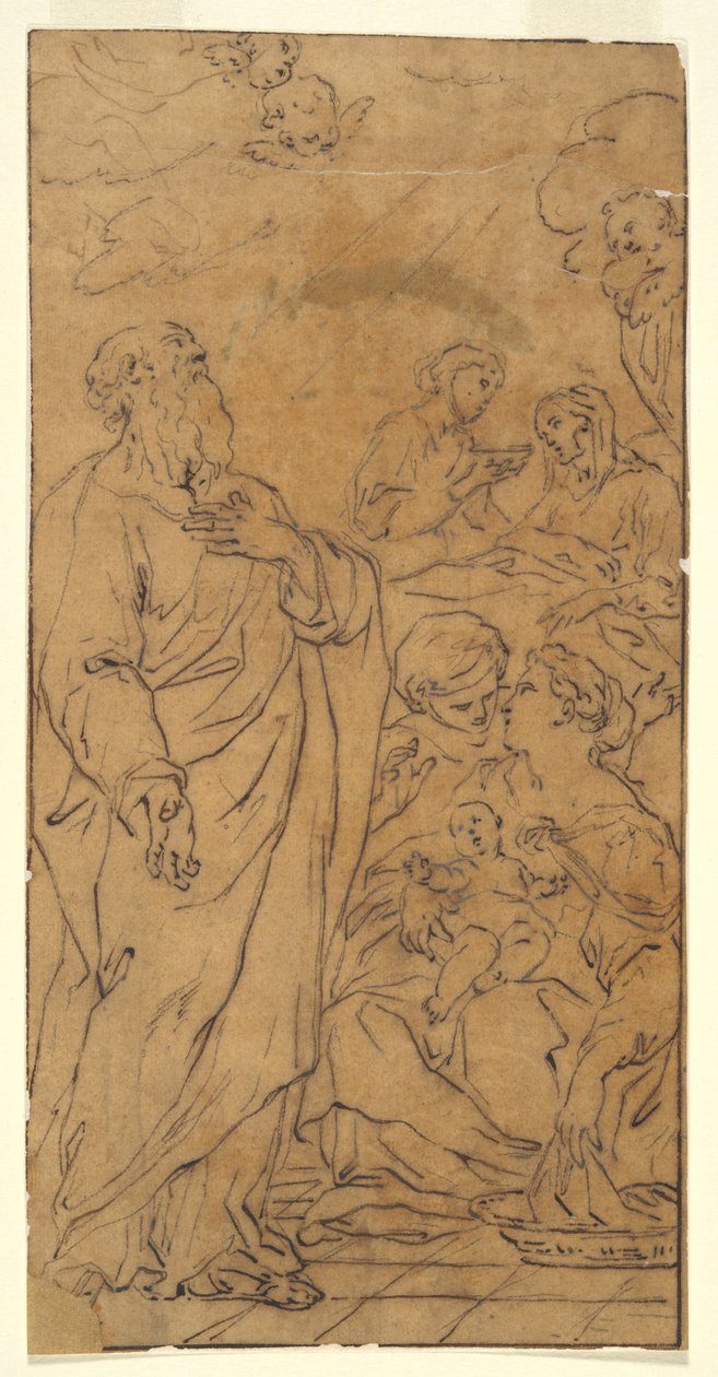 Helig familj och helgon (Jungfruns födelse), i Rom, S. Giovanni in Fonte av Unknown