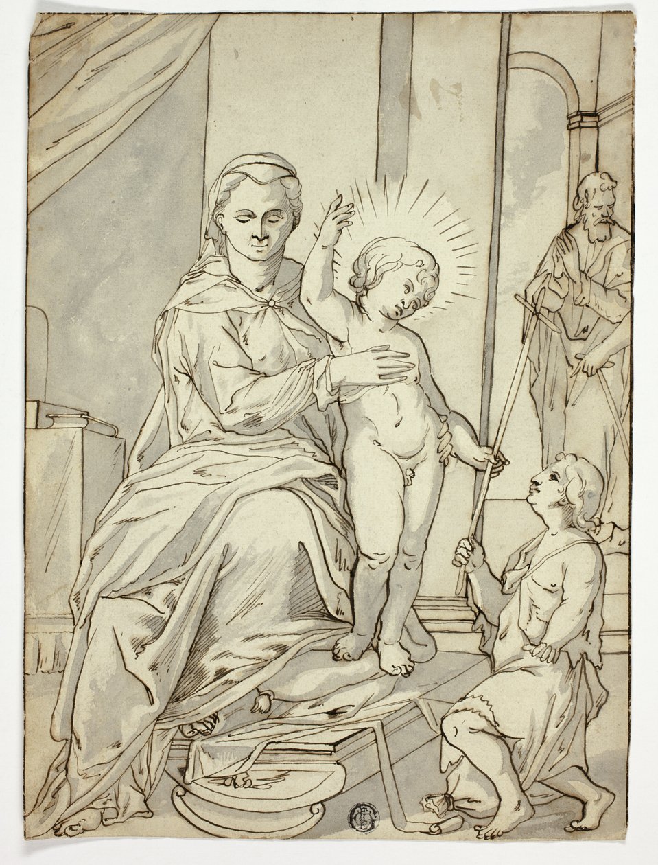 Helig familj med spädbarnet Johannes Döparen av Unknown