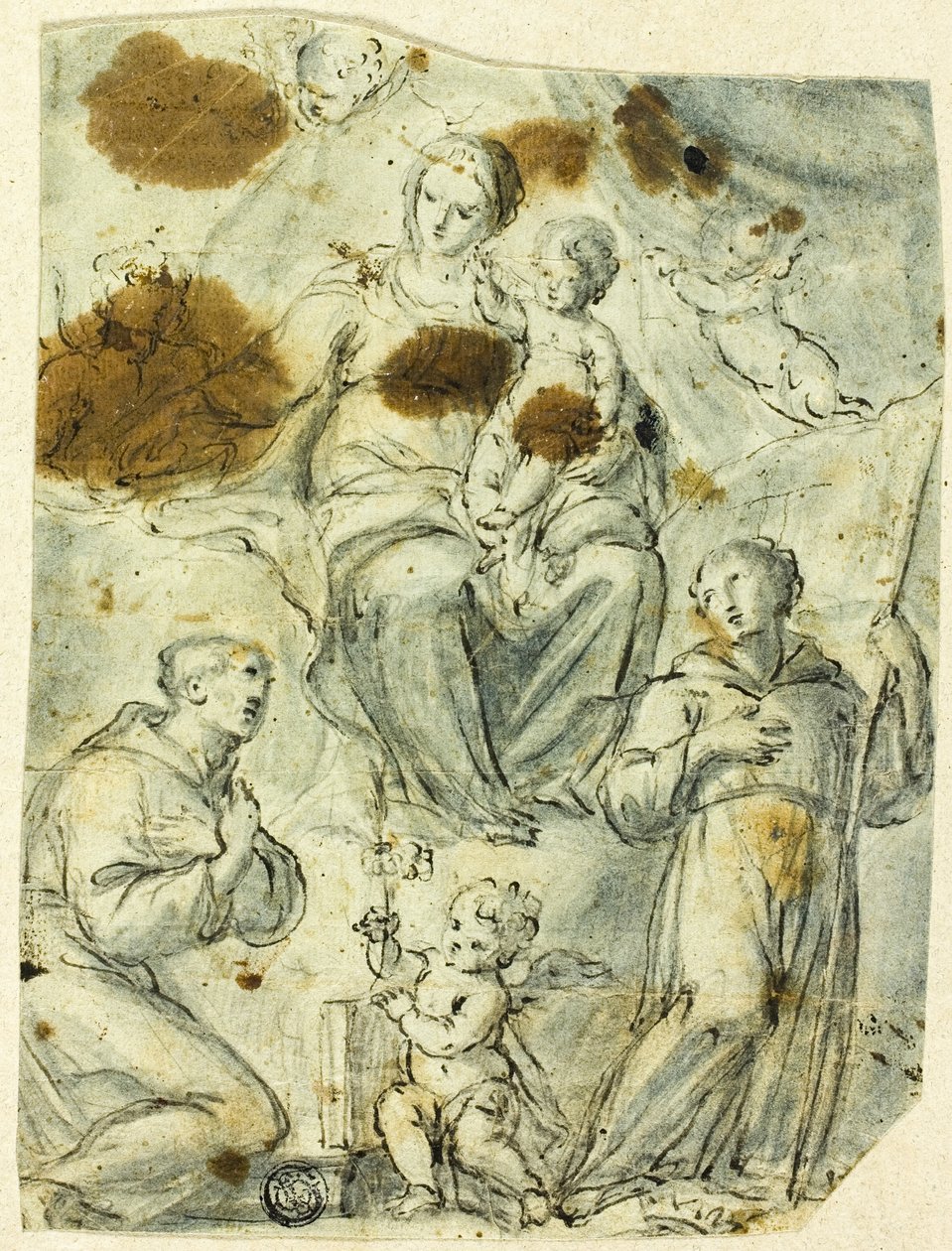 Madonna med barn och helgonet Antonius av Padua och Vilhelm av Akvitanien av Unknown