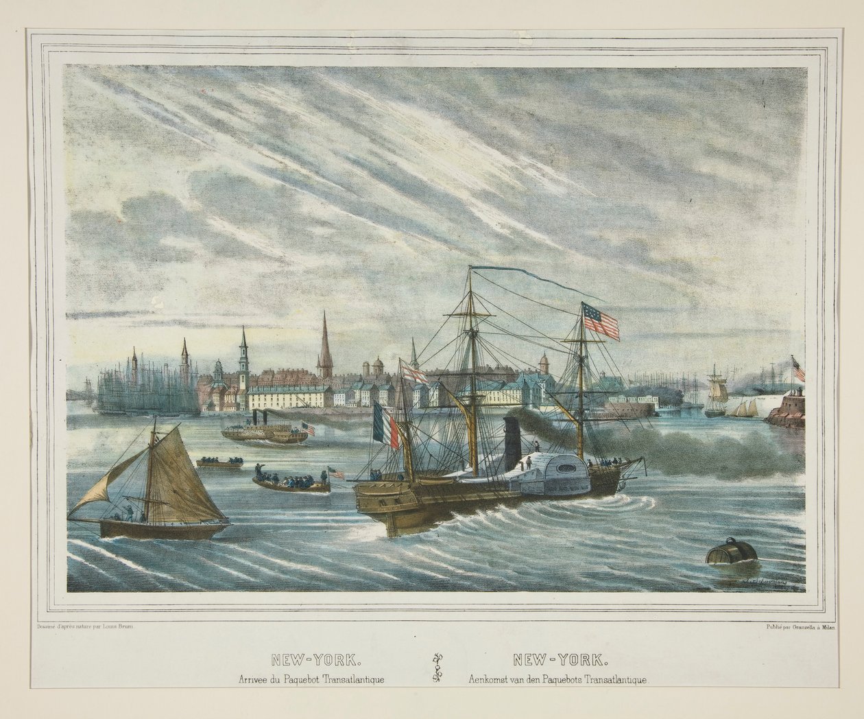 New York. Ankomst av den transatlantiska ångbåten. av Unknown
