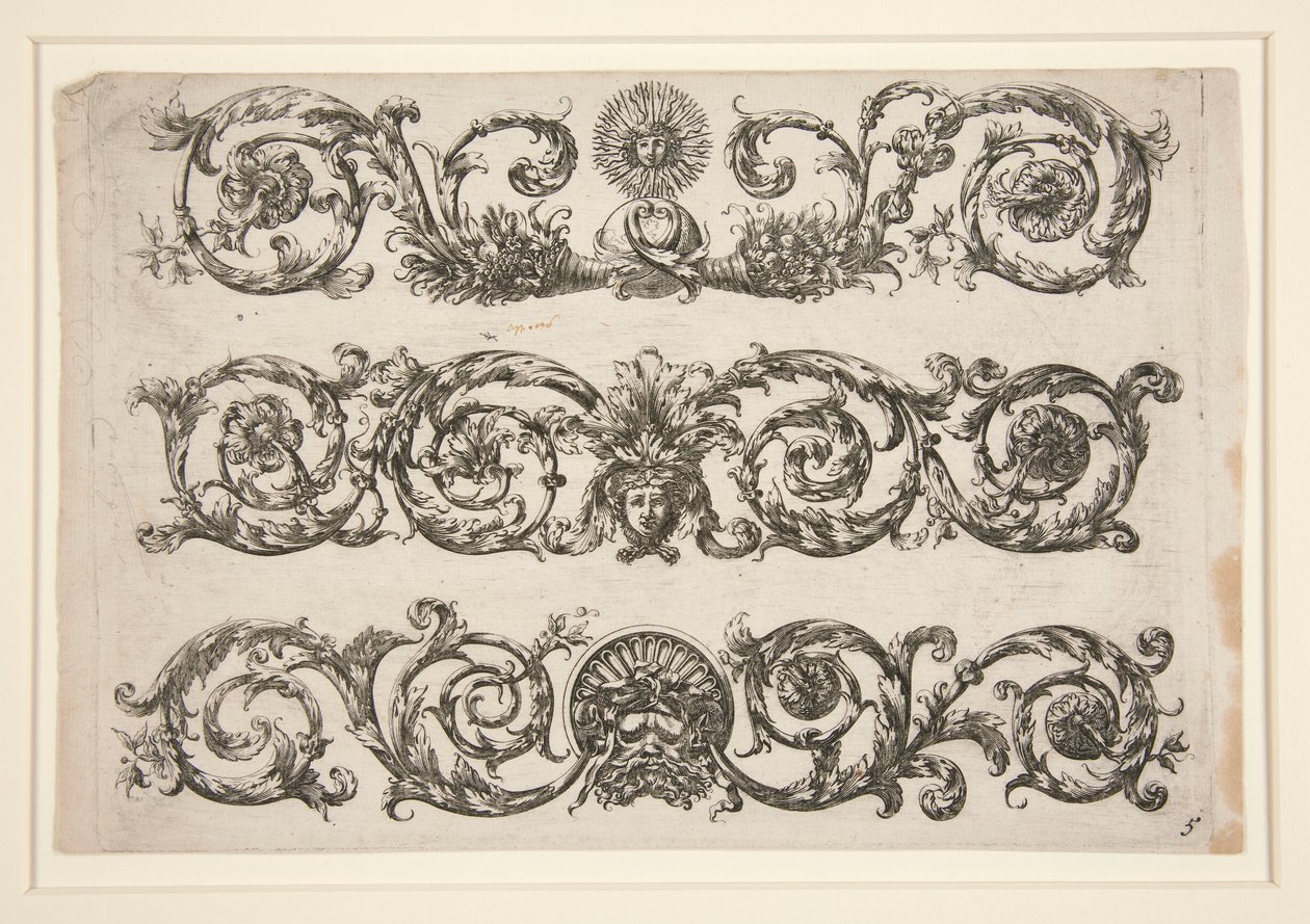 Dekorativ design med blommiga arabesker (sol) av Unknown