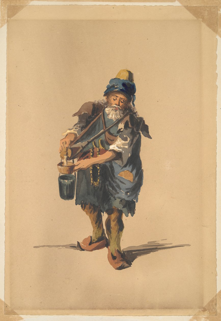 Bonde som häller vätska från en matsal runt hans hals av Unknown