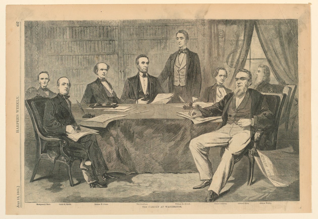 President Lincoln och hans regeringsmedlemmar i Washington, D.C., från Harper