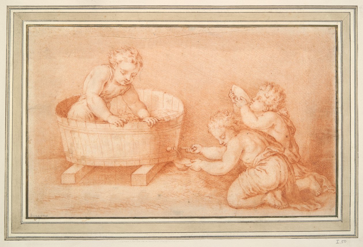 Putti gör vin av Unknown