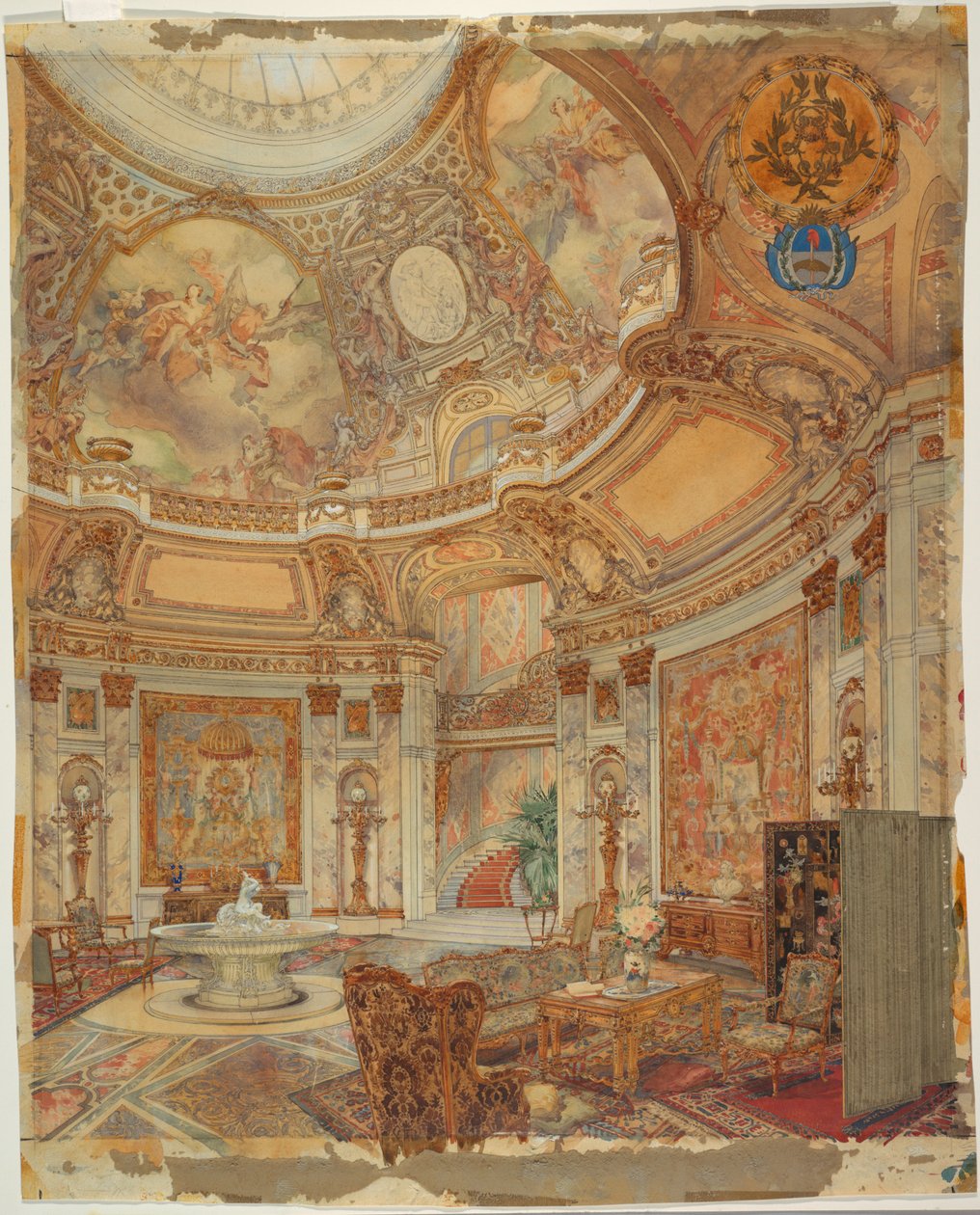 Rendering av Grand Gallery of Honor, Palazzo Paz, Buenos Aires, Argentina av Unknown