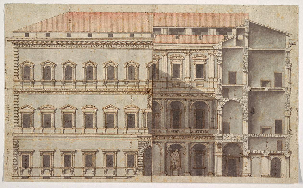 Rendering av Palazzo Farnese, Rom av Unknown