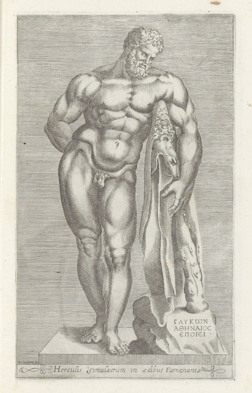 Skulptur av Herkules Hercules Farnese Staty av Hercules i det farnesiska palatset (titel på objektet) Antika skulpturer i Rom (serietitel) Ikoner av de antika statyerna av staden Rom som ses på offentliga platser (serietitel) av Unknown