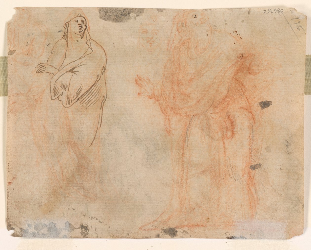 Studier av fallande figurer (recto); Studier av figurer i draperade kläder (verso) av Unknown
