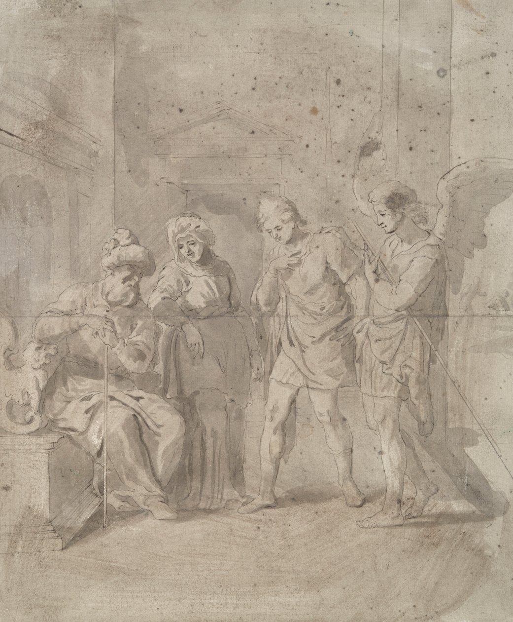 Tobit och ängeln lämnar sina föräldrar av Unknown