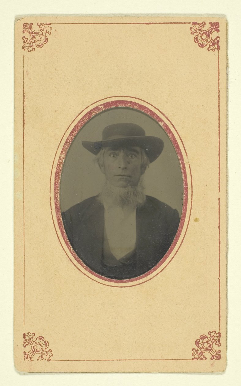 Utan titel (Porträtt av en skäggig man med hatt) av Unknown