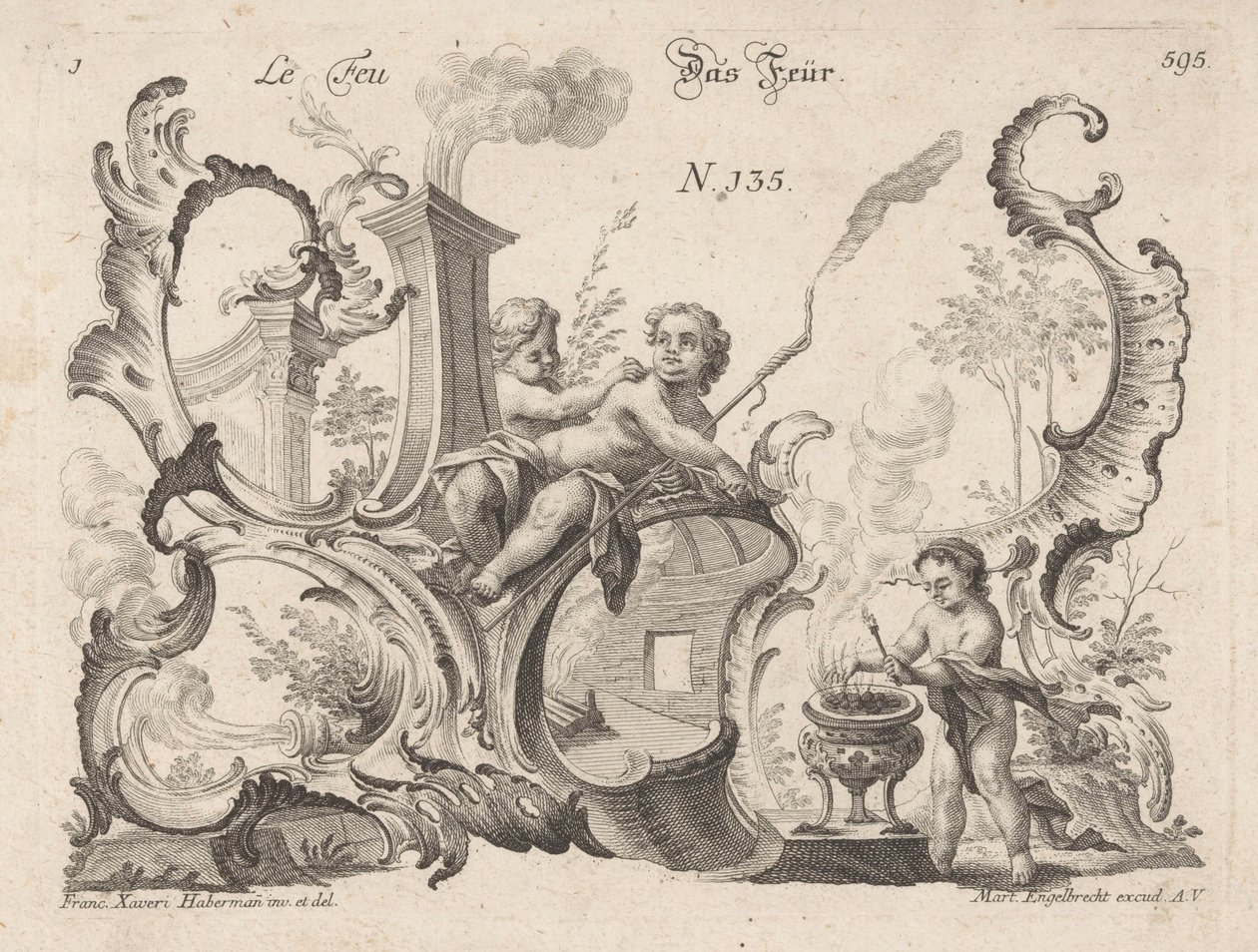 Fyrverkeri Le Feu / Das Feuer (titel på objekt) Fyra element (serietitel) av Unknown
