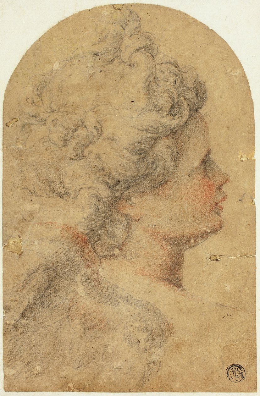 Kvinnans profil till höger av Unknown