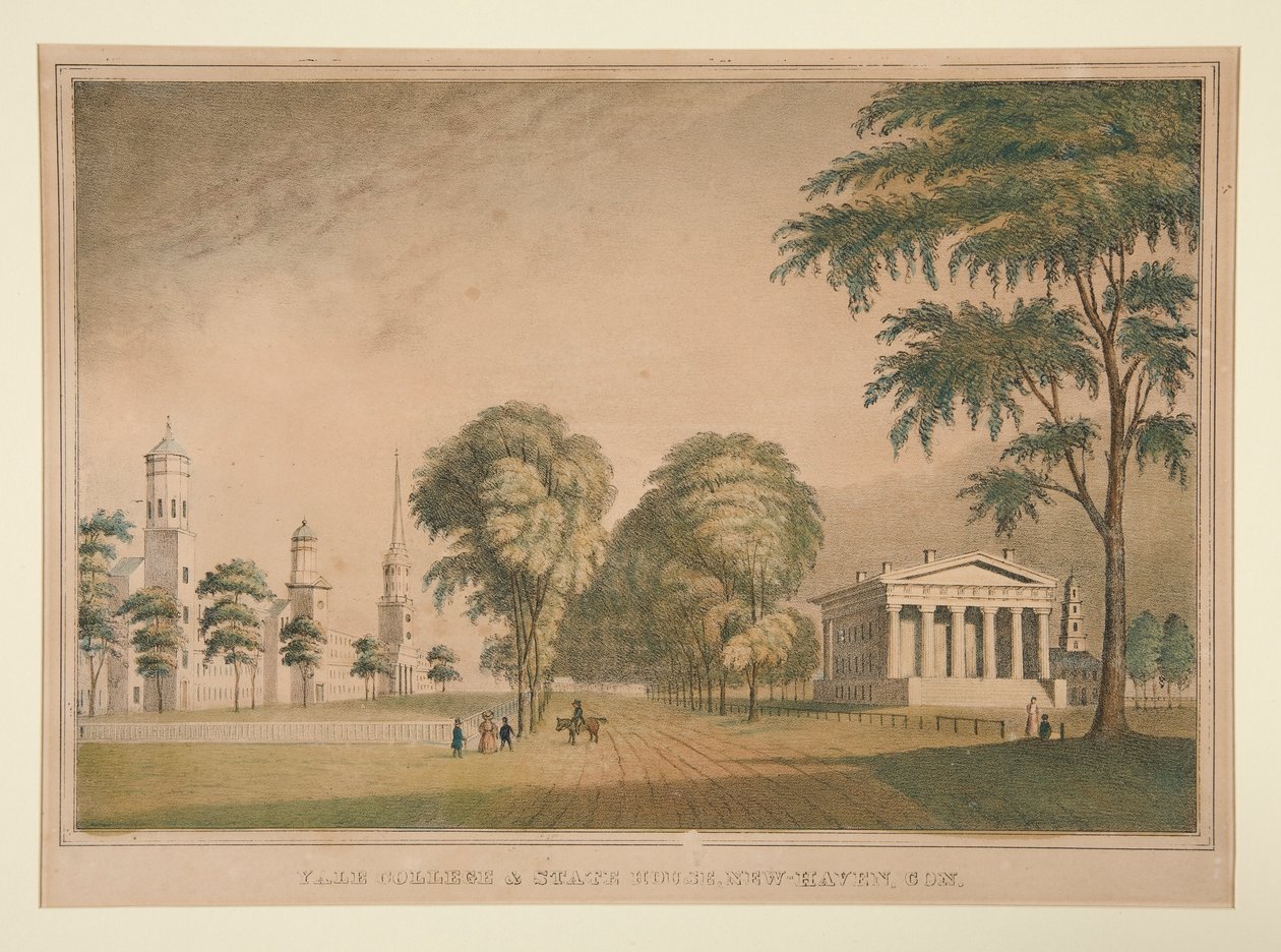 Yale College och State House, New Haven, Con. av Unknown