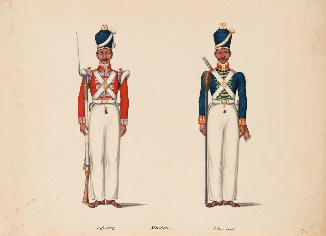 10:e Madras infödda infanteri och Madras artilleri av Unknown artist