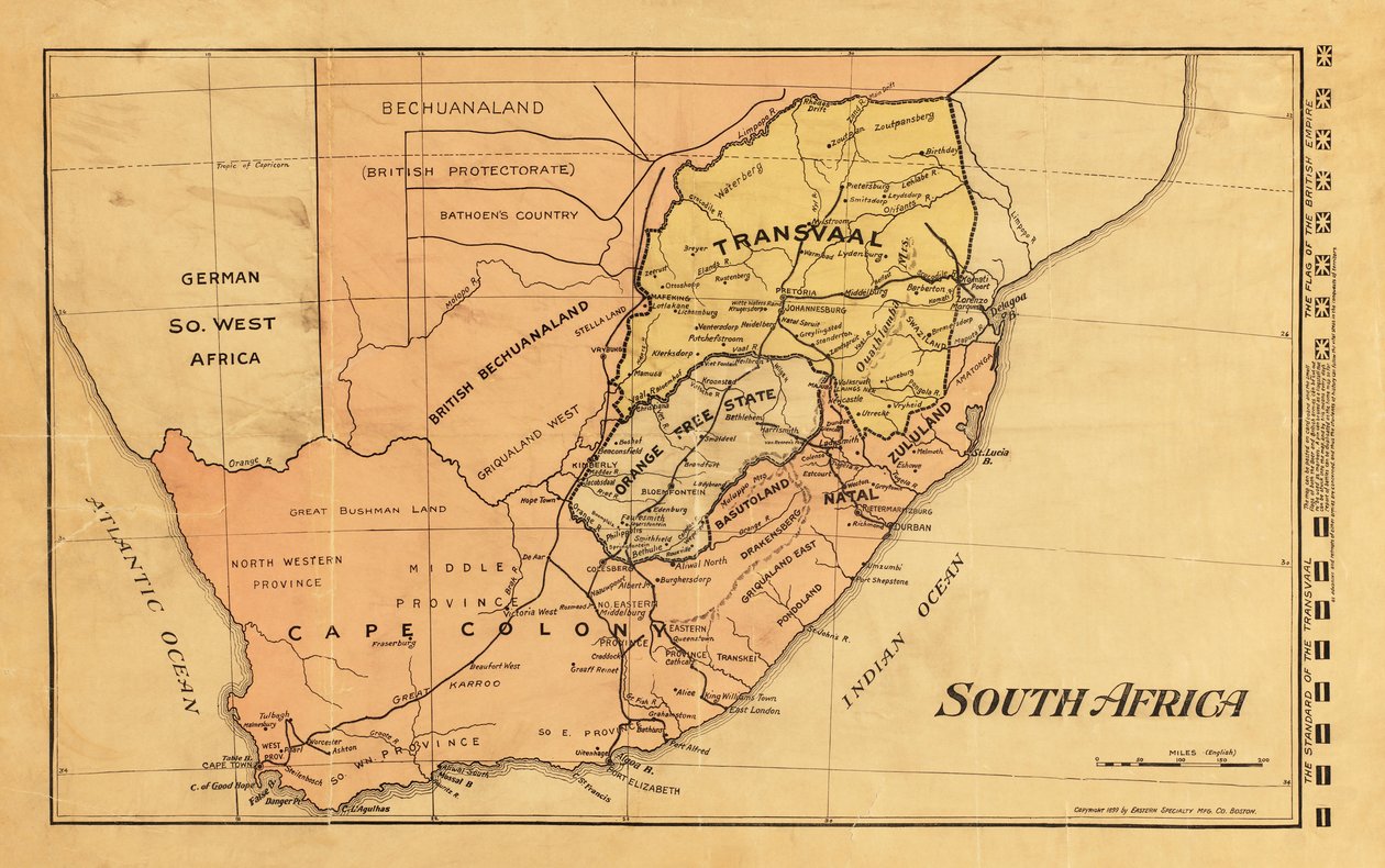 1899 karta över Sydafrika under andra boerkriget (färggravyr) av Unknown artist