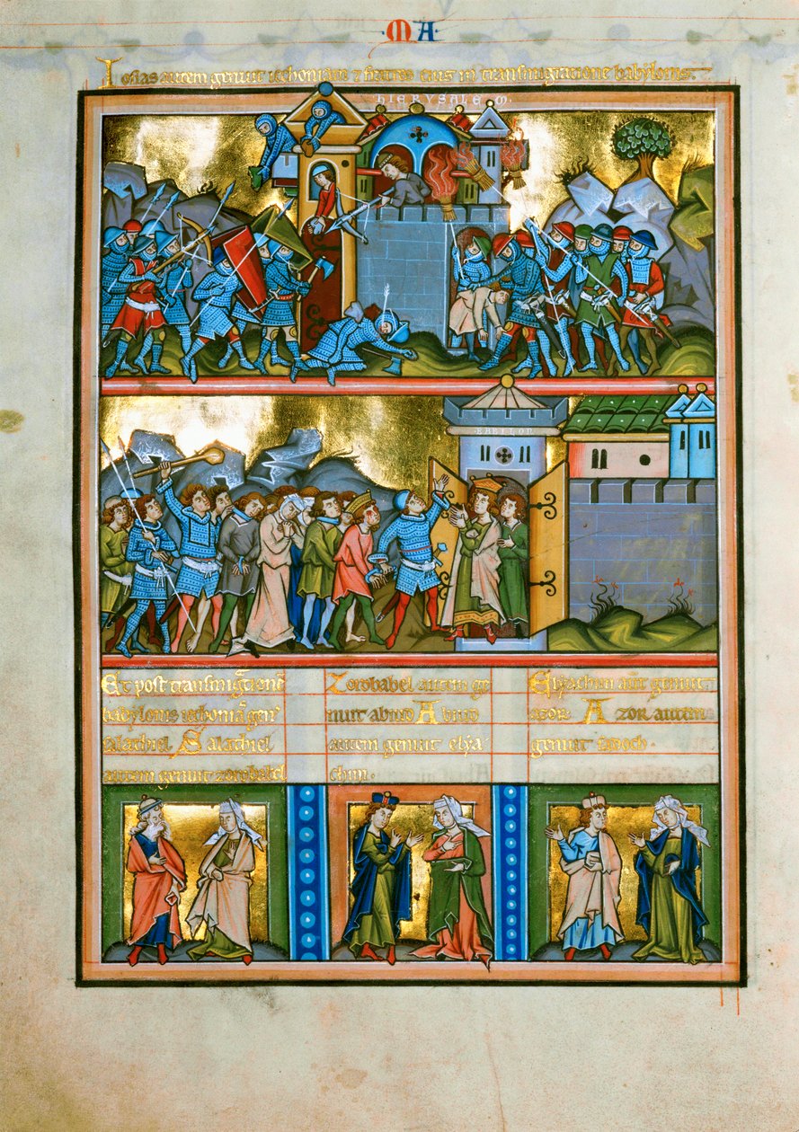 5 illuminationer med text på en sida (illumination) av Unknown artist