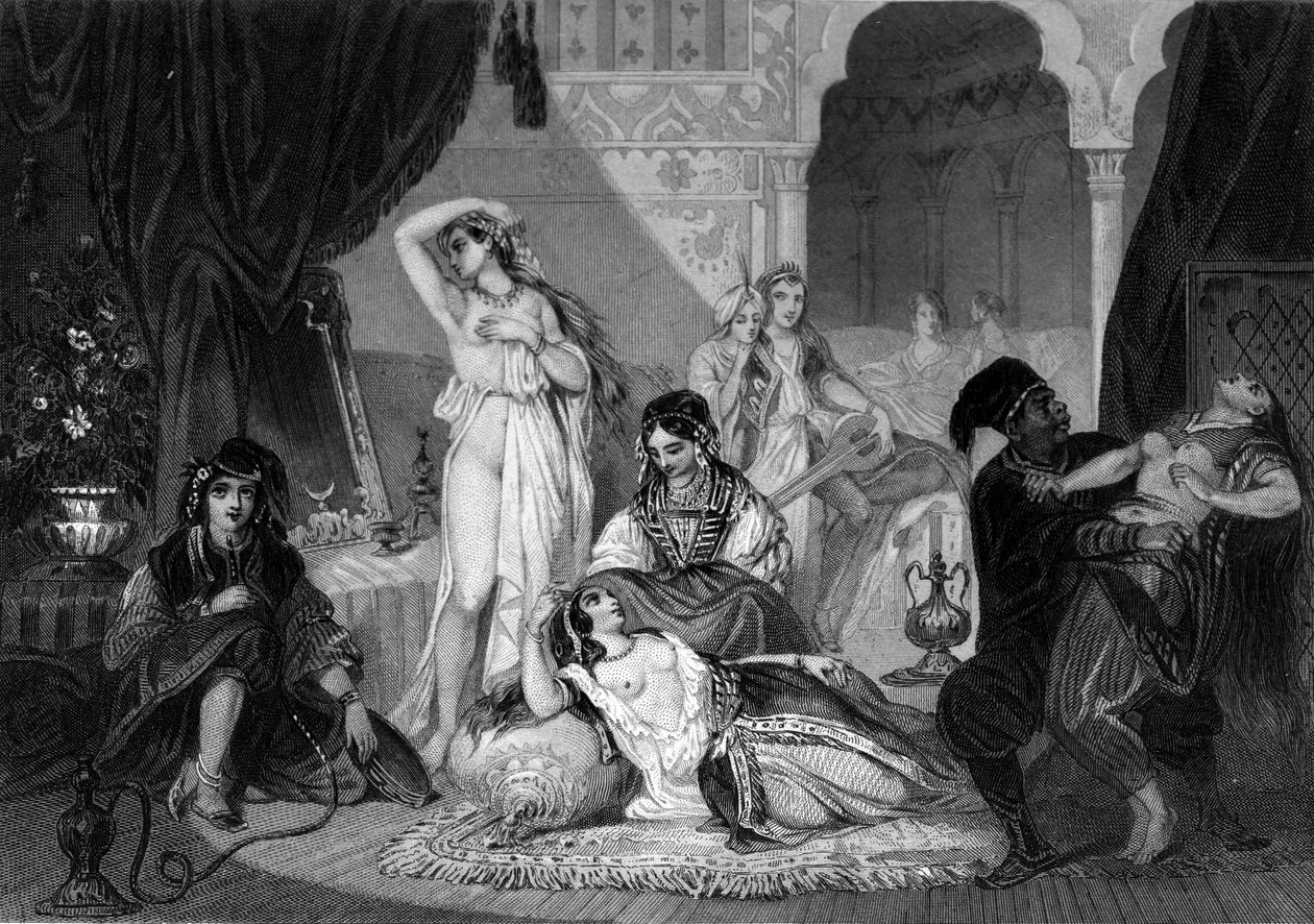 En kristen fånge i Harem. I "The General History of the Navy" av Van Tenac av Unknown artist