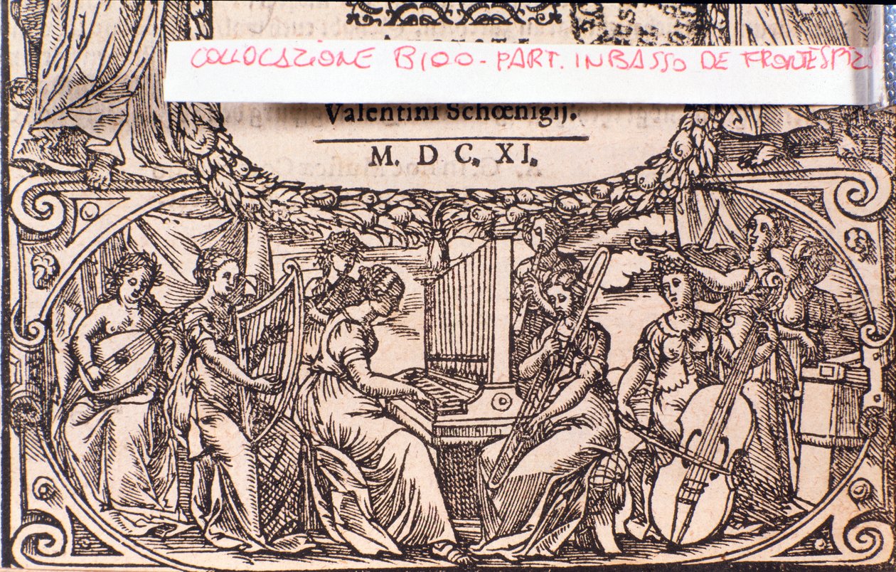 En konsert, detalj. Frontispice av kompendium av musik av Adam Gumpeltzhaimer av Unknown artist