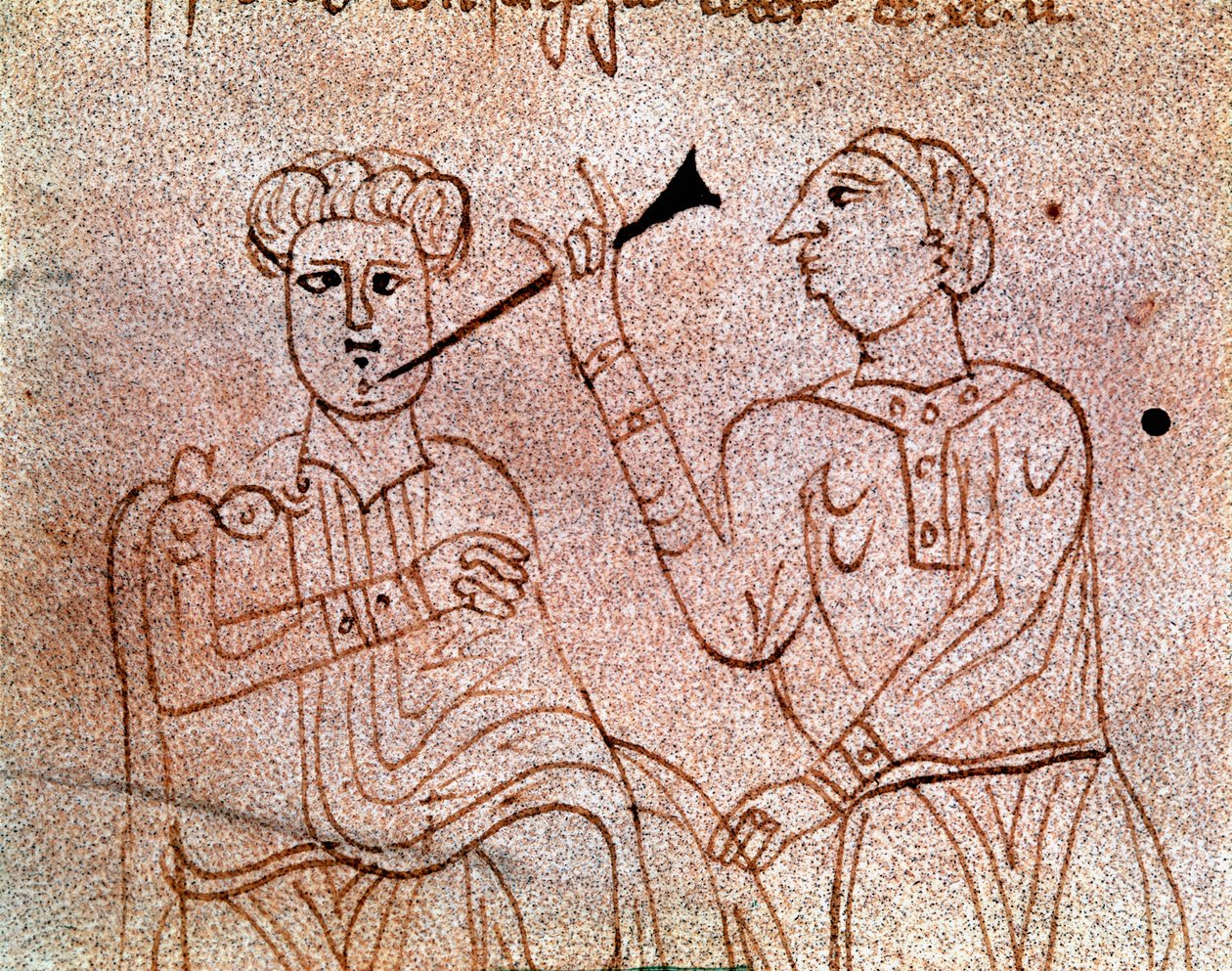 En tandkirurg opererar en miniatyrpatient från manuskriptet "" De surgia""" 1200-talets Venedig Biblioteca Marciana av Unknown artist