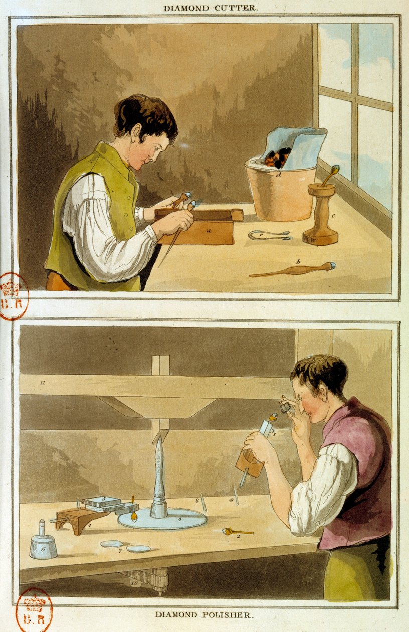 En diamantskärare. 1800-talsgravyr Paris, B.N. av Unknown artist