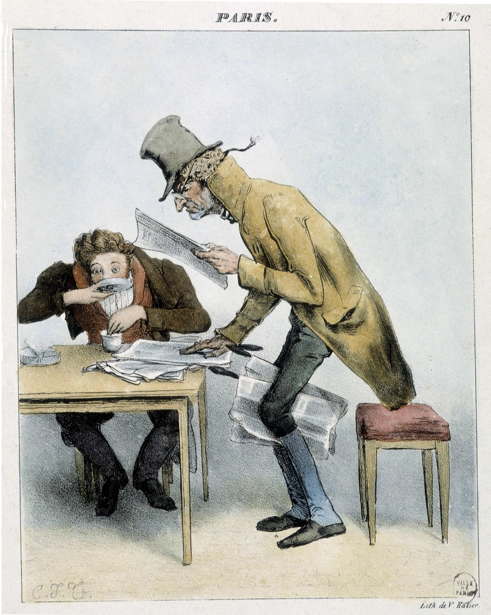 En gripare av Momus-kaffe i Paris - 1821, Carnavalet av Unknown artist