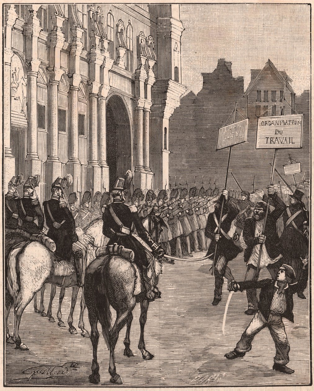 En grupp socialister som demonstrerar mot reformerna av Louis Napoleon Bonaparte, 1849 på Champ de Mars, Paris av Unknown