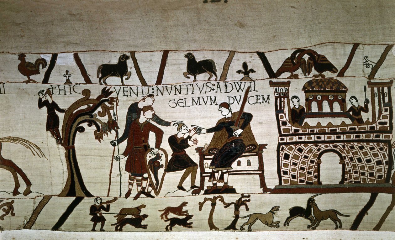 En budbärare till hertig Guillaume (1027 - 1087) - Bayeux gobeläng, känd som Broderi av drottning Mathilde av Unknown artist