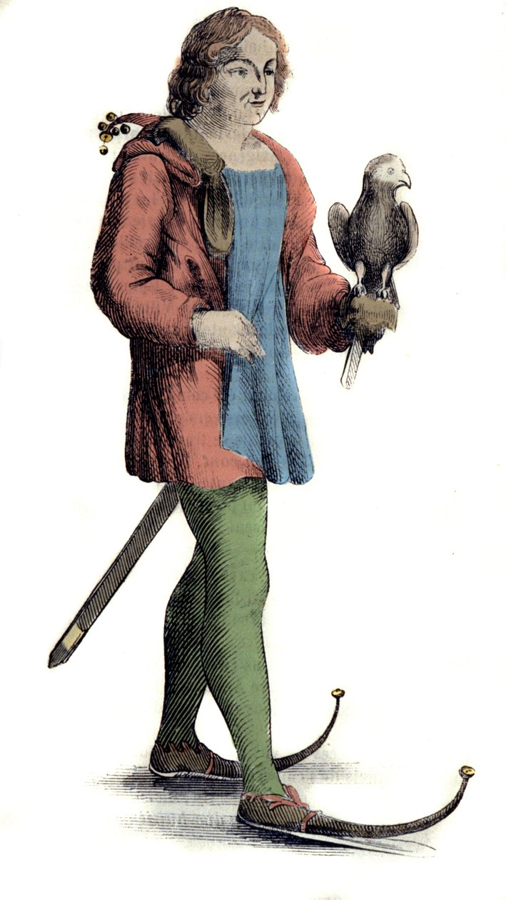 En medelålders man som bär skor till fölet. av Unknown artist