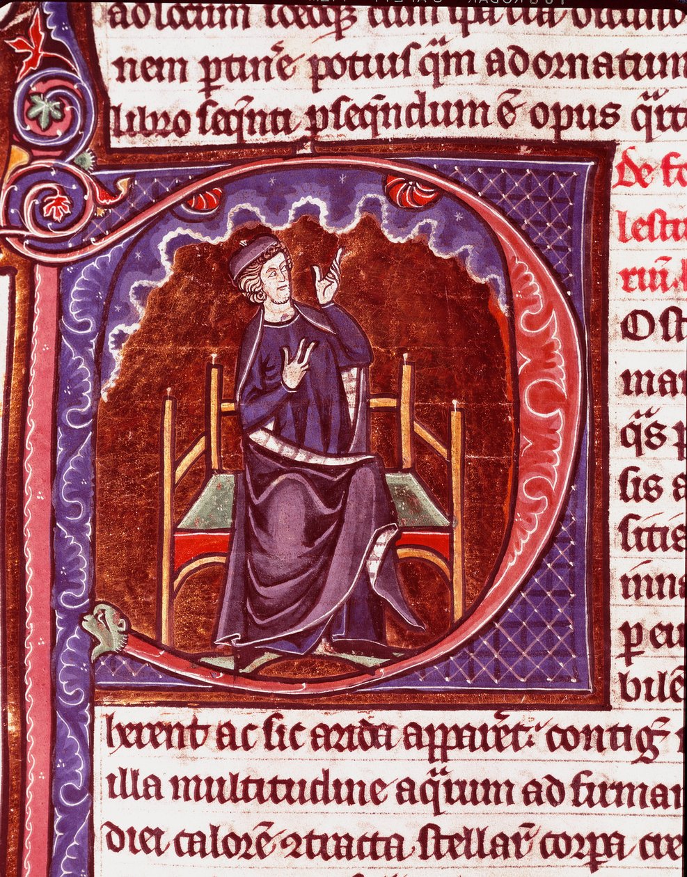 En munk som gör miniatyrberättelser från manuskriptet "Speculum historiale" av Vincent de Beauvais (1184/94-1264) Laon från 1200-talet, kommunalt bibliotek av Unknown artist