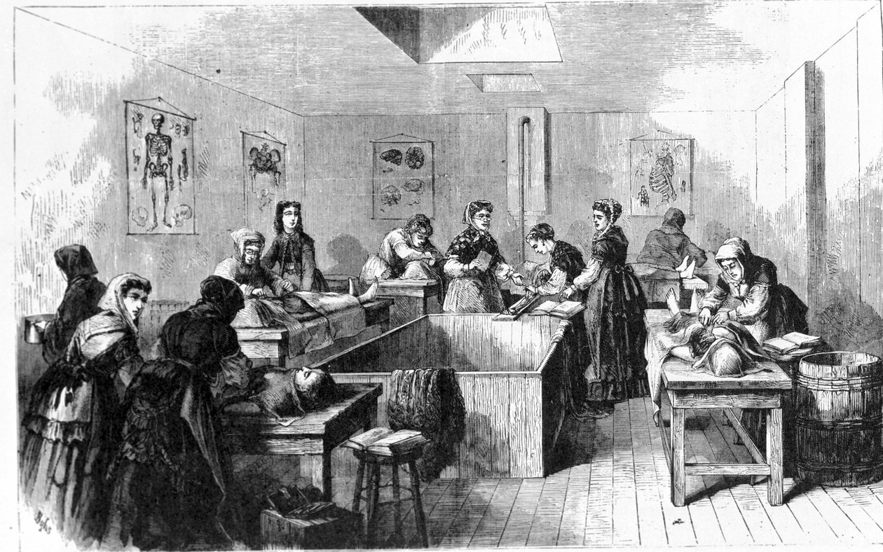 Ett bårhus i USA 1890. av Unknown artist