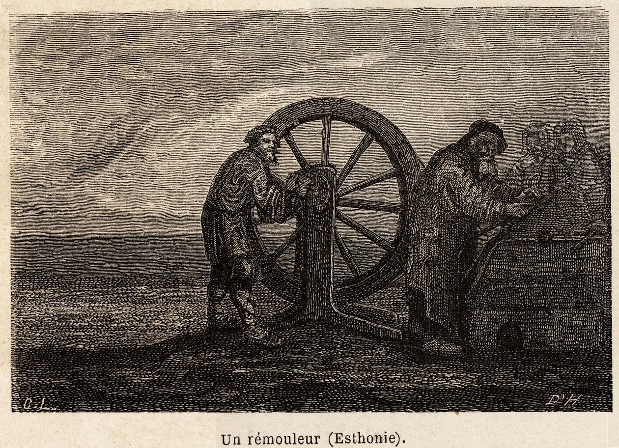 En remover i Estland. Ritning av Henriet, för att illustrera hans resa till de ryska baltiska provinserna 1851-54. Gravyr i "" Le tour du monde"", redigerad av Edouard Charton av Unknown artist