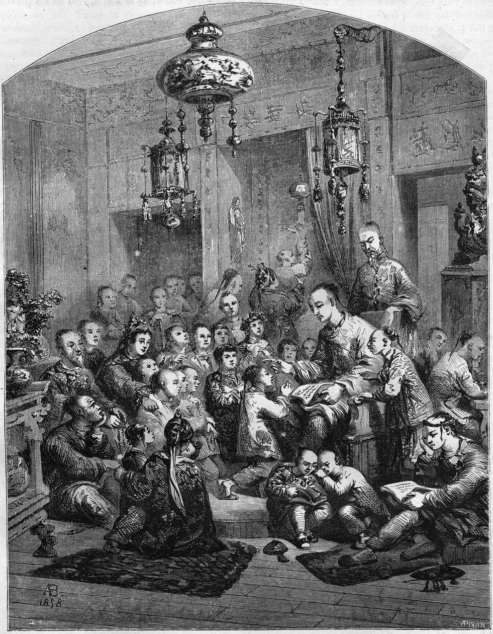 En skola i Kina 1858. av Unknown artist