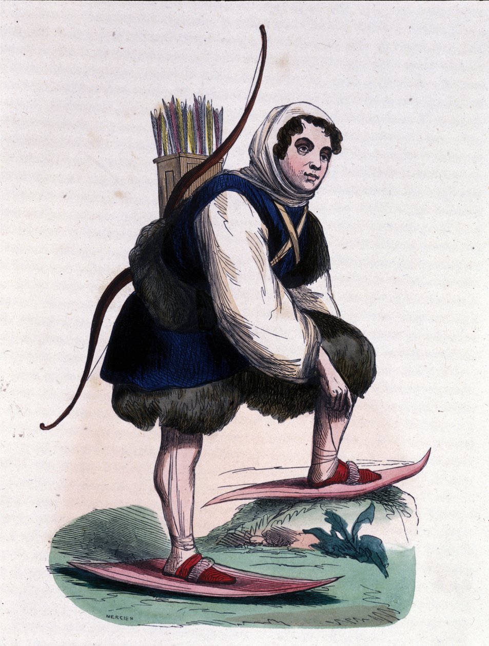 En skidjägare från Samoyede-stammen av mongoliskt ursprung. av Unknown artist